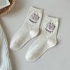 Calcetines para Mujer de Otoño Hilo de Punto Dibujos Animados Lindos Calcetines de Media Longitud para Mujer Ins Tendencia Estilo Coreano Distintivos de Terciopelo Calcetines Blancos de Media Longitud