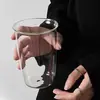Copo de Vidro Borossilicato Alto, Copo Colorido com Letras Estilo Ins, Copo para Suco Revigorante, Caneca de Café Dopamina, Copo de Vidro Transparente