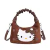 Bolsa infantil transfronteiriça, nova bolsa de ombro xadrez coreana com bordado de gato para meninas, outono/inverno 2026, bolsa transversal pai-filho