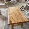 Mesa de madeira de olmo antiga, tampo de madeira maciça, mesa de chá vintage, mesa banco desgastada, mesa de jantar, uso doméstico, tampo de madeira natural, balcão de bar, estilo popular