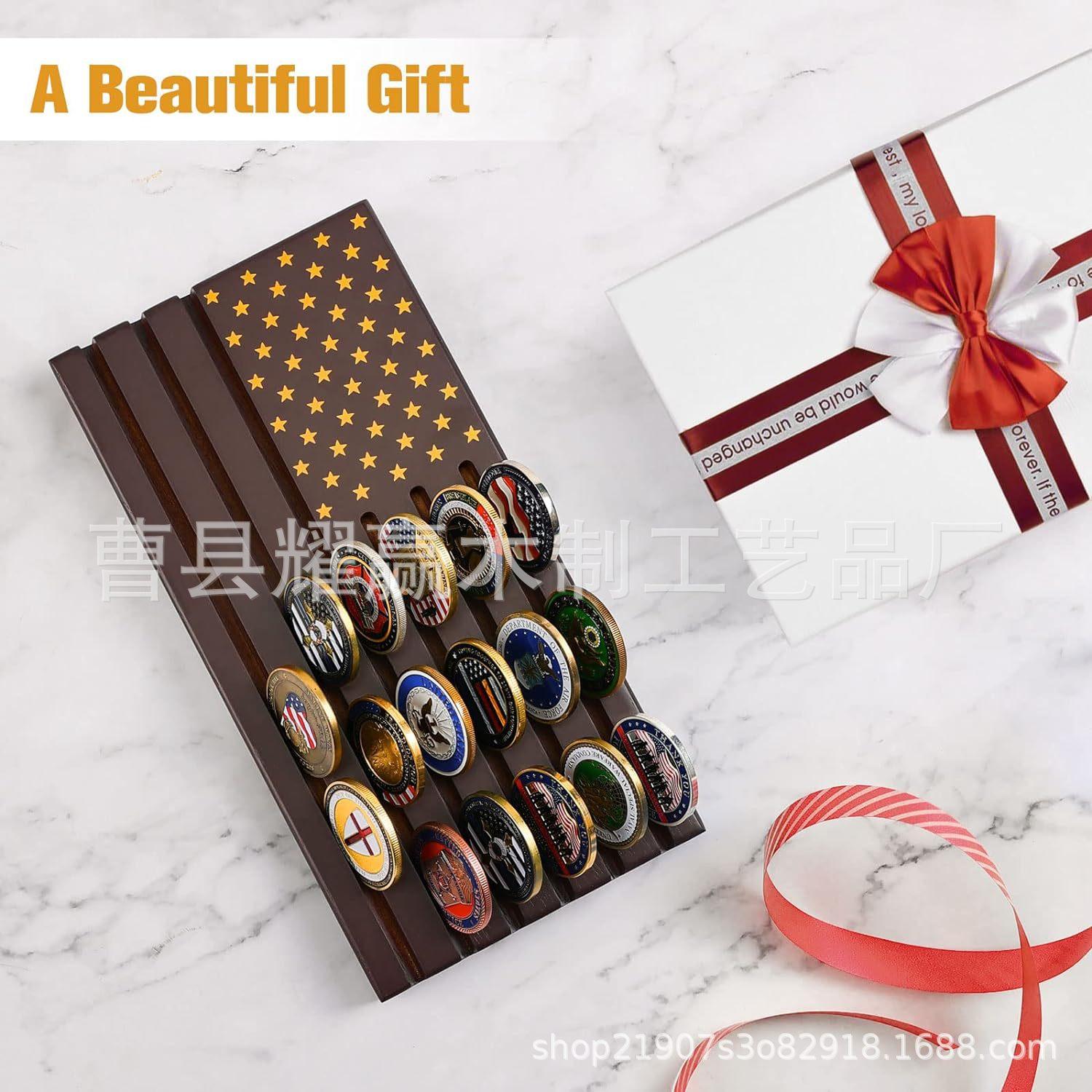 木质纪念币展示架桌面摆台式勋章收纳架简易硬币收藏架多层置物架