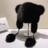 Chapéu Estilo Lei Feng de Pele Sintética de Raposa Novo Estilo Outono e Inverno, Chapéu Quente Doce e Fofo Protetor de Orelhas, Chapéu Fofo para Passeios