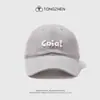 Gorra bordada con cara sonriente para mujer, nueva de primavera y verano 2025, gorra de béisbol artística pequeña blanca y rosa