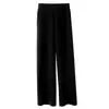Pantalones Blancos de Punto Rectos de Pierna Ancha para Mujer de Otoño e Invierno con Efecto Drapeado, Largo hasta el Suelo, Adecuados para Tallas Pequeñas