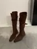 Botas Altas de Tacón Bajo con Punta Aguda Estilo Retro Coreano First Encounter Season para Mujer Otoño/Invierno 2026 Nuevas Botas Plegables de Dos Vías West