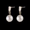 B942 Nueva moda Tongqin pendientes de botón de perla que combinan con todo para mujer, pendientes sin orejas con clip de oreja de espiral antimosquitos de circonita y aguja de plata