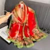 Nuevo Chal Bufanda de Protección Solar Primavera y Verano, Clásico Seda Artificial, Gasa Suave, Estilo Largo, Bufanda Chal de Moda y Versátil