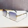 Óculos de sol sem aro quadrados, marca europeia e americana, novos, para mulheres, modernos e de alta qualidade, com hastes de metal em formato de cabeça de leopardo