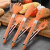 Pinzas de Plástico y Acero Inoxidable para Comida, Tres Líneas Verde y Rojo Anaranjado, Pinzas para Comida de Buffet de Pie y Colgables, Venta al por Mayor