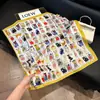 Pañuelo de Seda 70 Cuadrado Moda Coreana de Alta Gama Versátil Profesional Seda Sintética Pequeño Pañuelo de Cuello Estampado Retro Pañuelo de Seda para Mujer