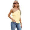 2024 Amazon AliExpress primavera e verão novo ombro simples babado cor sólida colete top plissado para mulheres