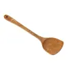 Pala de Madera Madera de Ala de Pollo Mango Largo Pala de Cocina Antiadherente Sin Pintura Sin Cera Cuchara para el Hogar Espátula de Madera Maciza Juego de Utensilios de Cocina