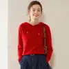 Suéter Solto com Capuz Outono e Inverno Tricô de Lã Camisa Básica com Capuz Moletom com Capuz Hoodie de Caxemira que Reduz a Idade Cor Pura Feminino