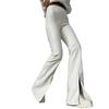 Pantalones de Cuero Blancos con Retazos, Abertura Sexy, Ajustados, Ligeramente Acampanados, Estilo Nuevo Otoño e Invierno 2026 Europeo y Americano para Mujer Agente Mayorista