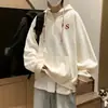 Sudadera con capucha retro americana minimalista de media cremallera para hombre y mujer, atuendo casual versátil de primavera y otoño para parejas, chaqueta estilo Harajuku