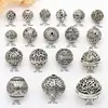 Xizang Plata Vintage Cuentas Huecas Cuentas Redondas DIY Pulsera de Cristal Hecha a Mano Accesorios Pulsera Collar Joyería con Cuentas