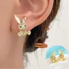 Pendientes de Acero Inoxidable Hueco de Conejo Transfronterizos Europeos y Americanos Pendientes Asimétricos de Conejito Blanco Joyería Linda de Pascua para Mujer