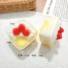 Accesorios de Resina para Pastel de Crema Cuadrado de Fresa 3D, Pegamento de Crema para Manualidades, Accesorios para el Cabello, Llavero, Decoración para Hebilla de Zapato de Coche