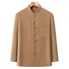 Camisa de manga larga para hombres de mediana edad y mayores para papá primavera y otoño nuevo estilo chino hebilla mejorada ropa traje Tang para hombre