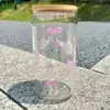 Vaso de Vidrio de Borosilicato Alto para Refresco con Tapa de Madera y Popote en Forma de Lazo, Vaso de Agua Resistente al Calor, Vaso de Regalo para Té de Leche y Jugos