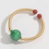Anillo de alambre de cobre con piedra natural de Amazon, estilo retro, paquete de 14 quilates, oro, aguamarina, ágata roja, joyería