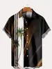 Camisa hawaiana de manga corta con botones de patrón de hojas tropicales con tema de playa, camisa cubana de manga corta, camisa de manga corta