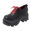 Sapatos de Salto Anabela de Tamanho Grande para Comércio Exterior, Novos Sapatos Plataforma Slimming de Outono Retrô com Solado Grosso, Mocassins Estilo Britânico