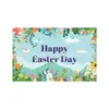 Tela de fondo de Pascua, impresa en alta definición con conejos, huevos de colores y globos, para decoraciones del festival de primavera