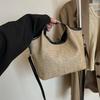 Bolsa de Paja Estilo Nuevo Primavera 2025 Bolso de Hombro Cruzado Estilo Occidental de Moda Simple Bolso de Mano de Gran Capacidad para Mujeres