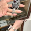 Correa de Metal para Reloj Cadena de Cinco Flores de Colores para Mujer Adecuada para Apple Watchs987 Pulsera de Hada Primavera y Verano Creativa