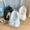 Mochila estilo faculdade para meninas do ensino fundamental, Ins, coração de menina, bolinhas, grande capacidade, simples, versátil, alta (alto valor de aparência), mochila