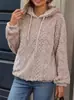 2026 Ropa de Mujer Europea y Americana de Otoño e Invierno Nueva Transfronteriza Sudadera con Capucha de Manga Larga Holgada de Tela Jacquard de Felpa