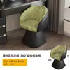 Cadeira Giratória com Encosto Estampado Estilo Chinês Simples para Mesa de Casa Quarto Penteadeira Banqueta Individual de Assento Único para Lazer