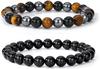 Amazon Europa e América Venda Quente Transfronteiriça Pedra Natural 8mm Pulseira de Casal Masculina e Feminina Par Pulseira Olho de Tigre Turquesa Joias