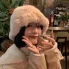 Sombrero de peluche para mujer, sombrero de pescador de pelo de conejo, nuevo sombrero de peluche de invierno 2023, cálido, para cabeza grande, cara pequeña, peludo