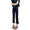 Jeans Negros de Talla Grande con Borlas de Ocho Puntas para Mujer, Otoño, Delgados, para Chicas Gorditas, Pequeños, Tiro Alto, Adelgazantes, de Pierna Recta