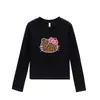 Top Base Camada de Roupa Manga Longa Estampa Hello Kitty Desenho Animado Americano Gola Redonda Ombro Normal Ajuste ao Corpo Hot Girl Roupas Femininas