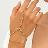 Pulseira de Corrente Transfronteiriça Europeia e Americana Pulseira Simples de Pérola Branca Combinação Multicamadas Corrente de Dedo Pulseira de Dedo de Liga para Mulheres