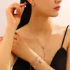 Brincos de Estrela de Cinco Pontas com Zircônia Inlay de Cobre Transfronteiriços, Pulseira, Colar com Pérolas e Franja, Design de Estrela, Joias de Alta Qualidade para Mulheres