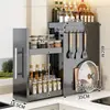 Rack de Condimentos Estreito Estilo Transfronteiriço para Cozinha Bancada Extensível Multicamadas à Prova de Poeira Armazenamento Porta Condimentos de Óleo Sal Molho Vinagre