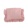 Bolsa de maquillaje con volantes estilo Ins, bolso de mano simple y elegante, bolsa de almacenamiento impermeable de nailon de color liso de gran capacidad