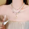 Brisa Marina Ligera de Verano~Estrella de Mar que Gotea Aceite Cola de Pez Perla Collar Multicapa Cadena para Clavícula Estilo Vacaciones Fresco Dulce para Mujer