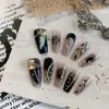 Nuevo Polvo Mágico Espejo Pluma Negra de Xiaohongshu Uñas Portables con Pedrería de Alta Calidad Pegatinas de Uñas Removibles