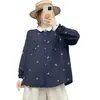 Cardigan Feminino Longo de Outono 2026 Novo Estampa de Desenho Bordado Floral Color Block Gola Soltinho
