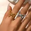 Anillo de Mariposa Hueco Elegante Vintage Transfronterizo, Anillo Abierto de Animales Estilo Pastoral Fresco, Joyería Transfronteriza de Acero Inoxidable