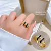 [Galvanoplastia de ouro real] Design Europeu e Americano ins Wind Geometry Diamond Ball Ring Anel Aberto de Vento Frio para Mulheres