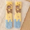 Nuevos Calcetines Infantiles de Otoño e Invierno Coral Polar Dibujos Animados Pinzas para el Cabello Engrosados Cálidos Calcetines para Dormir Niños Niñas Bebés Suelo
