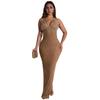 C7075 AliExpress Transfronteiriço Amazon Estação Independente Moda Europeia e Americana Feminino Renda Strass Decote Profundo Sem Mangas Vestido