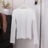 Camiseta Base Lisa Sencilla y Versátil de Corte Ajustado para Mujer, Nueva de Otoño e Invierno, Suave y Cómoda, de Cuello Redondo y Manga Larga