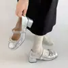 Zapatos Mary Jane plateados de moda versátiles 2026 con lazo ligeros para mujer, para combinar con vestidos